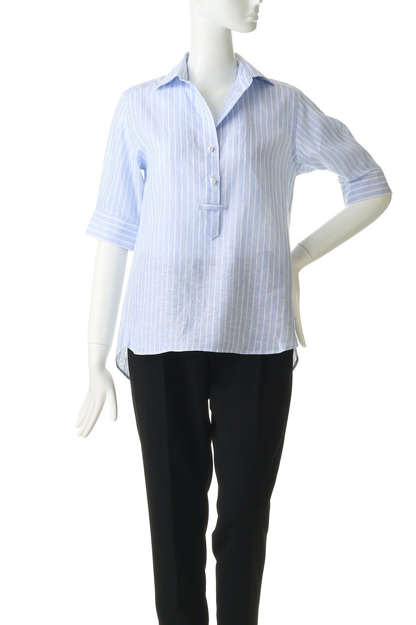 【マルティニーク/martinique】のリネンパールボタンブラウス 人気、トレンドファッション・服の通販 founy(ファニー) 　ファッション　Fashion　レディースファッション　WOMEN　トップス・カットソー　Tops/Tshirt　シャツ/ブラウス　Shirts/Blouses　おすすめ　Recommend　ショート　Short　スリーブ　Sleeve　パール　Pearl　フロント　Front　リネン　Linen　エレガント 上品　Elegant　other-2|ID: prp329100000012957 ipo3291000000031419971