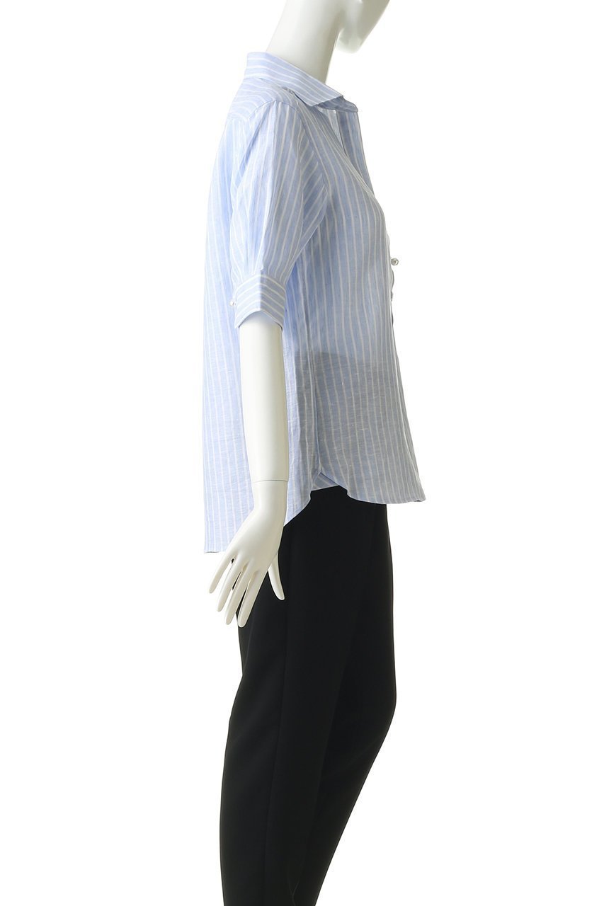 【マルティニーク/martinique】のリネンパールボタンブラウス 人気、トレンドファッション・服の通販 founy(ファニー) 　ファッション　Fashion　レディースファッション　WOMEN　トップス・カットソー　Tops/Tshirt　シャツ/ブラウス　Shirts/Blouses　おすすめ　Recommend　ショート　Short　スリーブ　Sleeve　パール　Pearl　フロント　Front　リネン　Linen　エレガント 上品　Elegant　other-3|ID: prp329100000012957 ipo3291000000031419975