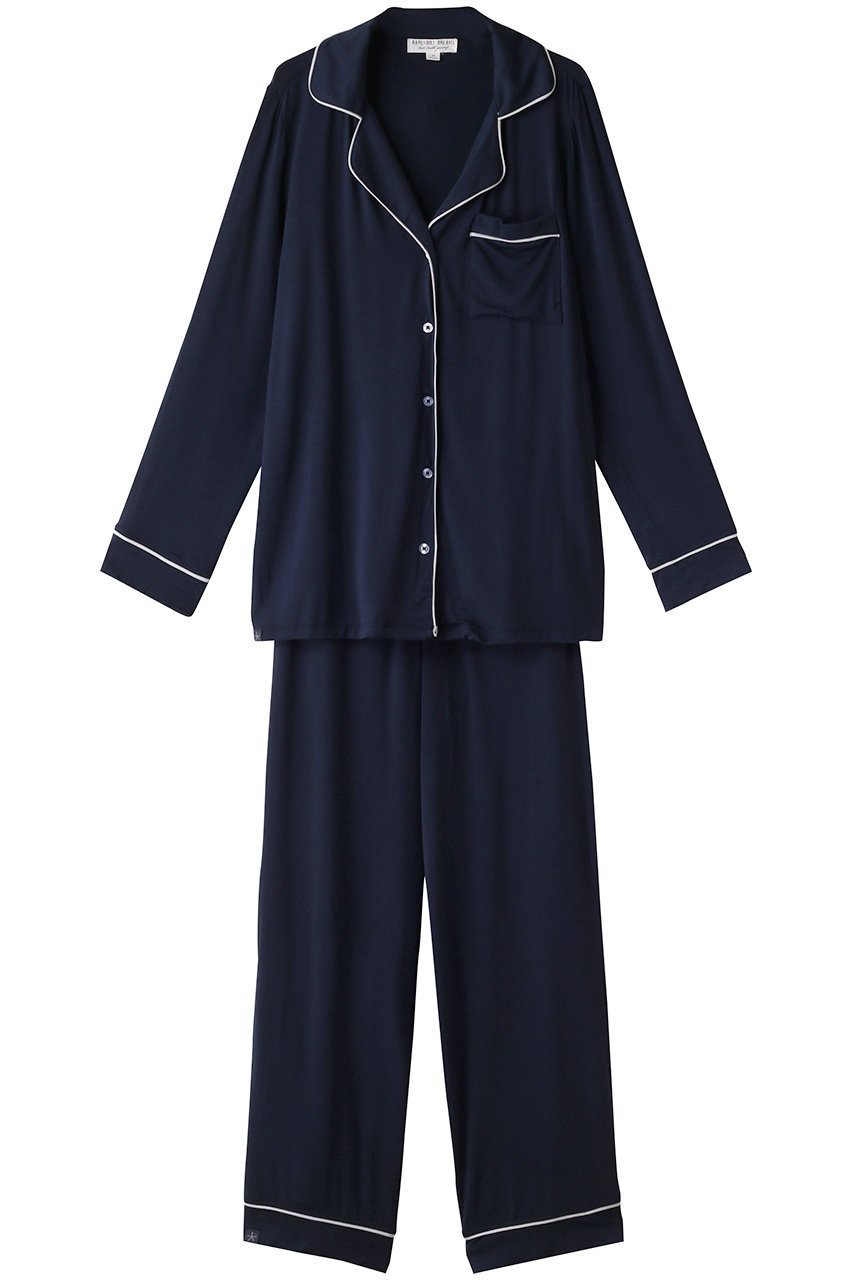 【ベアフット ドリームズ/BAREFOOT DREAMS】のリュクスミルクジャージー パジャマ インテリア・キッズ・メンズ・レディースファッション・服の通販 founy(ファニー) 　ファッション　Fashion　レディースファッション　Fashion for Women　トップス・カットソー　Cut & Sew Tops　なめらか　Smooth, Silky Texture　シンプル　Simple, Minimal　パイピング　Piping, Trim Design　パジャマ　Pajamas, Sleepwear　リュクス　Luxury, Elegant, High-End, Chic　リラックス　Relax, Relaxed Fit　再入荷　Restock / Back in Stock　定番　Standard, Basic Item　インディゴ|ID: prp329100000015476 ipo3291000000035003336