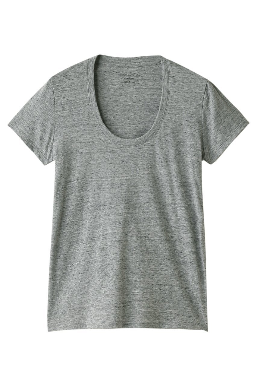 【フォーコーナーズ/+FOUR CORNERS】の半袖Tシャツ(Uネック) インテリア・キッズ・メンズ・レディースファッション・服の通販 founy(ファニー) 　ファッション　Fashion　レディースファッション　Fashion for Women　トップス・カットソー　Cut & Sew Tops　シャツ・ブラウス・オフィスカジュアル　Elegant Blouses & Button-Ups　ロングTシャツ・Tシャツ　Longline T-Shirts & Tees　カットソー・ベーシックTシャツ　Cut-and-Sewn Tops / Stretch Tees & Basics　おすすめ　Recommended / Our Picks　ショート　Short, Short Length　スリーブ　Sleeve, Long Sleeve / Short Sleeve　ベーシック　Basic, Essential　半袖　Short Sleeve, Half Sleeve　吸水　Absorbent, Quick-Dry　粗挽きグレー|ID: prp329100000018441 ipo3291000000032840507