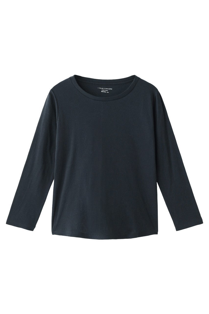 【フォーコーナーズ/+FOUR CORNERS】の9分袖 Tシャツ(ボートネック) インテリア・キッズ・メンズ・レディースファッション・服の通販 founy(ファニー) 　ファッション　Fashion　レディースファッション　Fashion for Women　トップス・カットソー　Cut & Sew Tops　シャツ・ブラウス・オフィスカジュアル　Elegant Blouses & Button-Ups　ロングTシャツ・Tシャツ　Longline T-Shirts & Tees　カットソー・ベーシックTシャツ　Cut-and-Sewn Tops / Stretch Tees & Basics　カットソー　Cut and Sewn Top　スリーブ　Sleeve, Long Sleeve / Short Sleeve　デコルテ　Décolleté, Neckline　ブレスレット　Bracelet, Wristband　ロング　Long, Long-Length　吸水　Absorbent, Quick-Dry　時計　Watch, Wristwatch　ネイビー|ID: prp329100000018442 ipo3291000000032840325