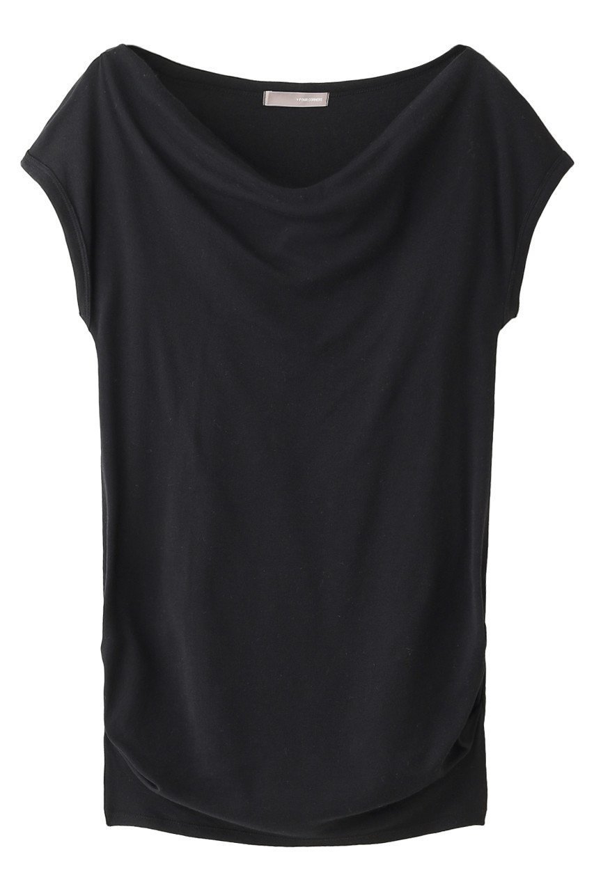 【フォーコーナーズ/+FOUR CORNERS】のハーフミラノオフショルダーTシャツ インテリア・キッズ・メンズ・レディースファッション・服の通販 founy(ファニー) 　ファッション　Fashion　レディースファッション　Fashion for Women　トップス・カットソー　Cut & Sew Tops　シャツ・ブラウス・オフィスカジュアル　Elegant Blouses & Button-Ups　ロングTシャツ・Tシャツ　Longline T-Shirts & Tees　カットソー・ベーシックTシャツ　Cut-and-Sewn Tops / Stretch Tees & Basics　おすすめ　Recommended / Our Picks　シャーリング　Shirring, Ruched　ショート　Short, Short Length　シンプル　Simple, Minimal　スリーブ　Sleeve, Long Sleeve / Short Sleeve　旅行　Travel　ブラック|ID: prp329100000018444 ipo3291000000035809639