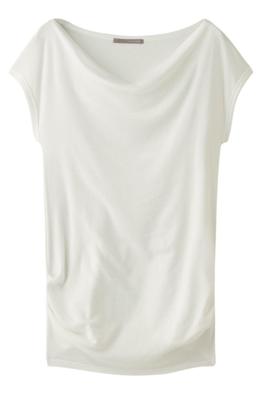 【フォーコーナーズ/+FOUR CORNERS】のハーフミラノオフショルダーTシャツ インテリア・キッズ・メンズ・レディースファッション・服の通販 founy(ファニー) 　ファッション　Fashion　レディースファッション　Fashion for Women　トップス・カットソー　Cut & Sew Tops　シャツ・ブラウス・オフィスカジュアル　Elegant Blouses & Button-Ups　ロングTシャツ・Tシャツ　Longline T-Shirts & Tees　カットソー・ベーシックTシャツ　Cut-and-Sewn Tops / Stretch Tees & Basics　おすすめ　Recommended / Our Picks　シャーリング　Shirring, Ruched　ショート　Short, Short Length　シンプル　Simple, Minimal　スリーブ　Sleeve, Long Sleeve / Short Sleeve　旅行　Travel　オフ|ID: prp329100000018444 ipo3291000000035809643