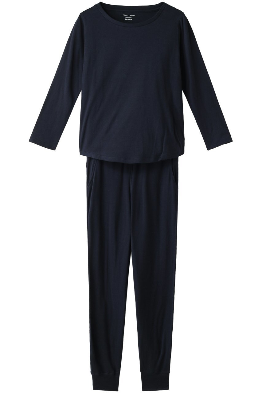 【フォーコーナーズ/+FOUR CORNERS】のトラベラーズセットアップ インテリア・キッズ・メンズ・レディースファッション・服の通販 founy(ファニー) 　ファッション　Fashion　レディースファッション　WOMEN　トップス・カットソー　Tops/Tshirt　シャツ/ブラウス　Shirts/Blouses　ロング / Tシャツ　T-Shirts　カットソー　Cut and Sewn　おすすめ　Recommend　スリーブ　Sleeve　ロング　Long　定番　Standard　旅行　Travel　ネイビー|ID: prp329100000018451 ipo3291000000021984636
