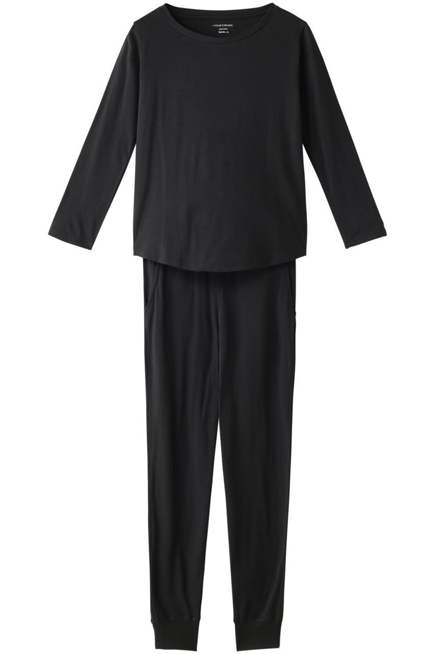 【フォーコーナーズ/+FOUR CORNERS】のトラベラーズセットアップ インテリア・キッズ・メンズ・レディースファッション・服の通販 founy(ファニー) 　ファッション　Fashion　レディースファッション　Fashion for Women　トップス・カットソー　Cut & Sew Tops　シャツ・ブラウス・オフィスカジュアル　Elegant Blouses & Button-Ups　ロングTシャツ・Tシャツ　Longline T-Shirts & Tees　カットソー・ベーシックTシャツ　Cut-and-Sewn Tops / Stretch Tees & Basics　おすすめ　Recommended / Our Picks　スリーブ　Sleeve, Long Sleeve / Short Sleeve　ロング　Long, Long-Length　定番　Standard, Basic Item　旅行　Travel　ブラック|ID: prp329100000018451 ipo3291000000032840872