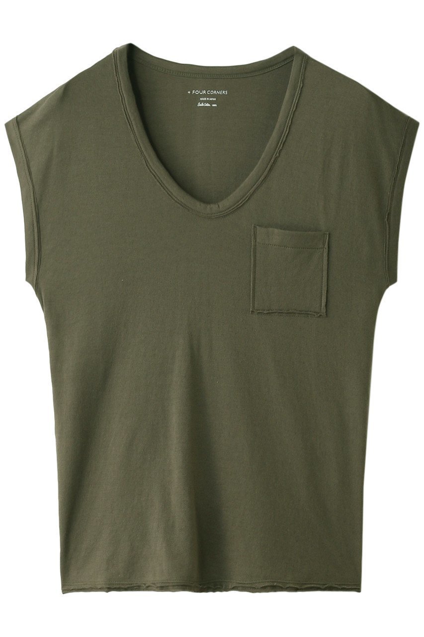 【フォーコーナーズ/+FOUR CORNERS】のノースリーブTシャツ インテリア・キッズ・メンズ・レディースファッション・服の通販 founy(ファニー) 　ファッション　Fashion　レディースファッション　Fashion for Women　トップス・カットソー　Cut & Sew Tops　キャミソール&ノースリーブ　Camisoles & Sleeveless Tops　シャツ・ブラウス・オフィスカジュアル　Elegant Blouses & Button-Ups　ロングTシャツ・Tシャツ　Longline T-Shirts & Tees　カットソー・ベーシックTシャツ　Cut-and-Sewn Tops / Stretch Tees & Basics　おすすめ　Recommended / Our Picks　アクセサリー　Fashion Accessories　インナー　Innerwear　カットオフ　Cut-Off Design　キャミソール　Camisole, Spaghetti Strap Top　タンク　Tank Top, Sleeveless Top　ノースリーブ　Sleeveless, No-Sleeve　リラックス　Relax, Relaxed Fit　ヴィンテージ　Vintage Style　夏　Summer　カーキ|ID: prp329100000018456 ipo3291000000036777381