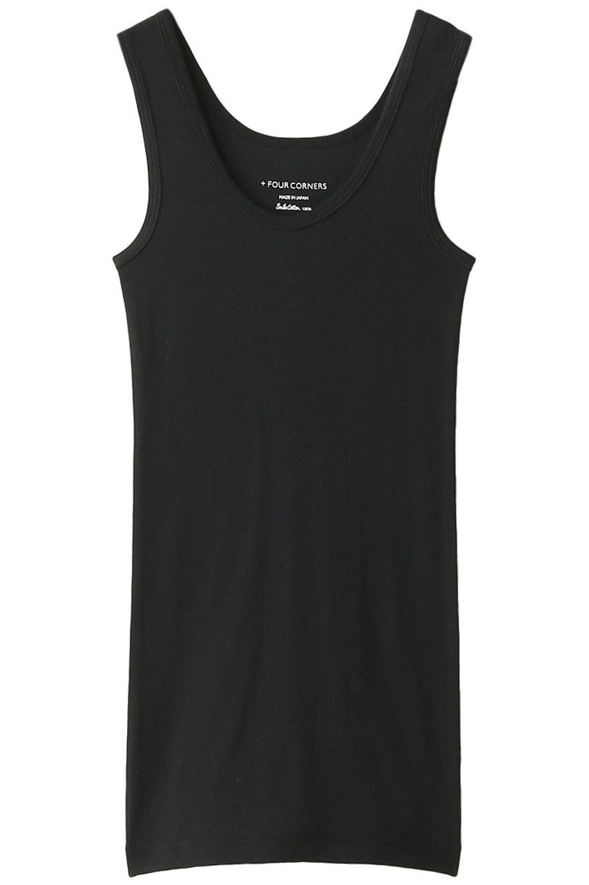 【フォーコーナーズ/+FOUR CORNERS】のハーフミラノタンクトップ インテリア・キッズ・メンズ・レディースファッション・服の通販 founy(ファニー) 　ファッション　Fashion　レディースファッション　Fashion for Women　トップス・カットソー　Cut & Sew Tops　キャミソール&ノースリーブ　Camisoles & Sleeveless Tops　シャツ・ブラウス・オフィスカジュアル　Elegant Blouses & Button-Ups　ロングTシャツ・Tシャツ　Longline T-Shirts & Tees　カットソー・ベーシックTシャツ　Cut-and-Sewn Tops / Stretch Tees & Basics　インナー　Innerwear　キャミソール　Camisole, Spaghetti Strap Top　タンク　Tank Top, Sleeveless Top　ロング　Long, Long-Length　エレガント 上品　Elegant　A/W・秋冬　Autumn/Winter　ブラック|ID: prp329100000018478 ipo3291000000032840365