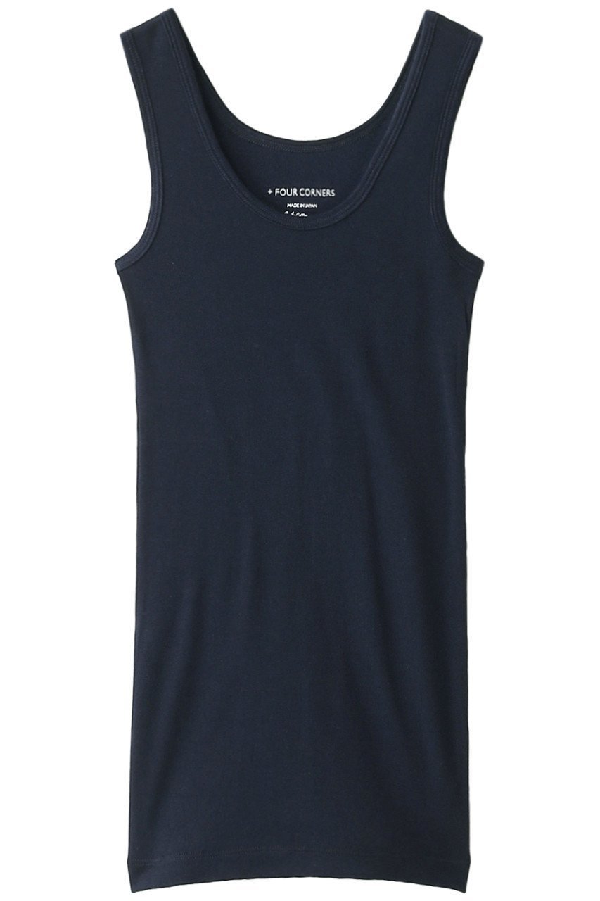 【フォーコーナーズ/+FOUR CORNERS】のハーフミラノタンクトップ インテリア・キッズ・メンズ・レディースファッション・服の通販 founy(ファニー) 　ファッション　Fashion　レディースファッション　Fashion for Women　トップス・カットソー　Cut & Sew Tops　キャミソール&ノースリーブ　Camisoles & Sleeveless Tops　シャツ・ブラウス・オフィスカジュアル　Elegant Blouses & Button-Ups　ロングTシャツ・Tシャツ　Longline T-Shirts & Tees　カットソー・ベーシックTシャツ　Cut-and-Sewn Tops / Stretch Tees & Basics　インナー　Innerwear　キャミソール　Camisole, Spaghetti Strap Top　タンク　Tank Top, Sleeveless Top　ロング　Long, Long-Length　エレガント 上品　Elegant　A/W・秋冬　Autumn/Winter　ネイビー|ID: prp329100000018478 ipo3291000000032840370