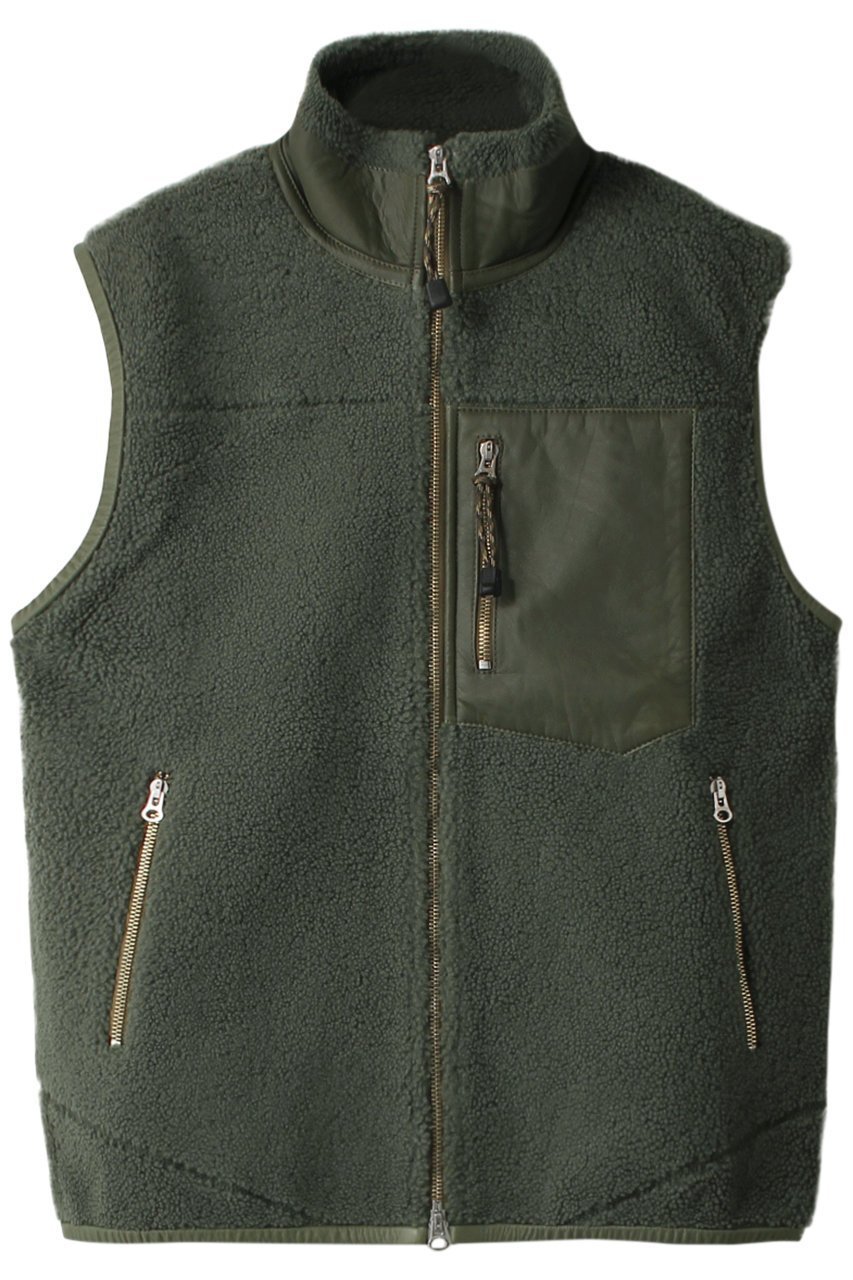 【シシ/sisii】のレザームートンコンビベスト インテリア・キッズ・メンズ・レディースファッション・服の通販 founy(ファニー) 　ファッション　Fashion　レディースファッション　Fashion for Women　アウター　Coat / Outerwear Collection　レディースジャケット・軽アウター　Jackets　なめらか　Smooth, Silky Texture　インナー　Innerwear　コンビ　Combo, Combination Style　ジャケット　Jacket, Outerwear　ベスト　Vest, Waistcoat　モコモコ　Fuzzy, Fluffy　冬　Winter / This Winter　秋　Autumn　グリーン|ID: prp329100000018497 ipo3291000000032917684
