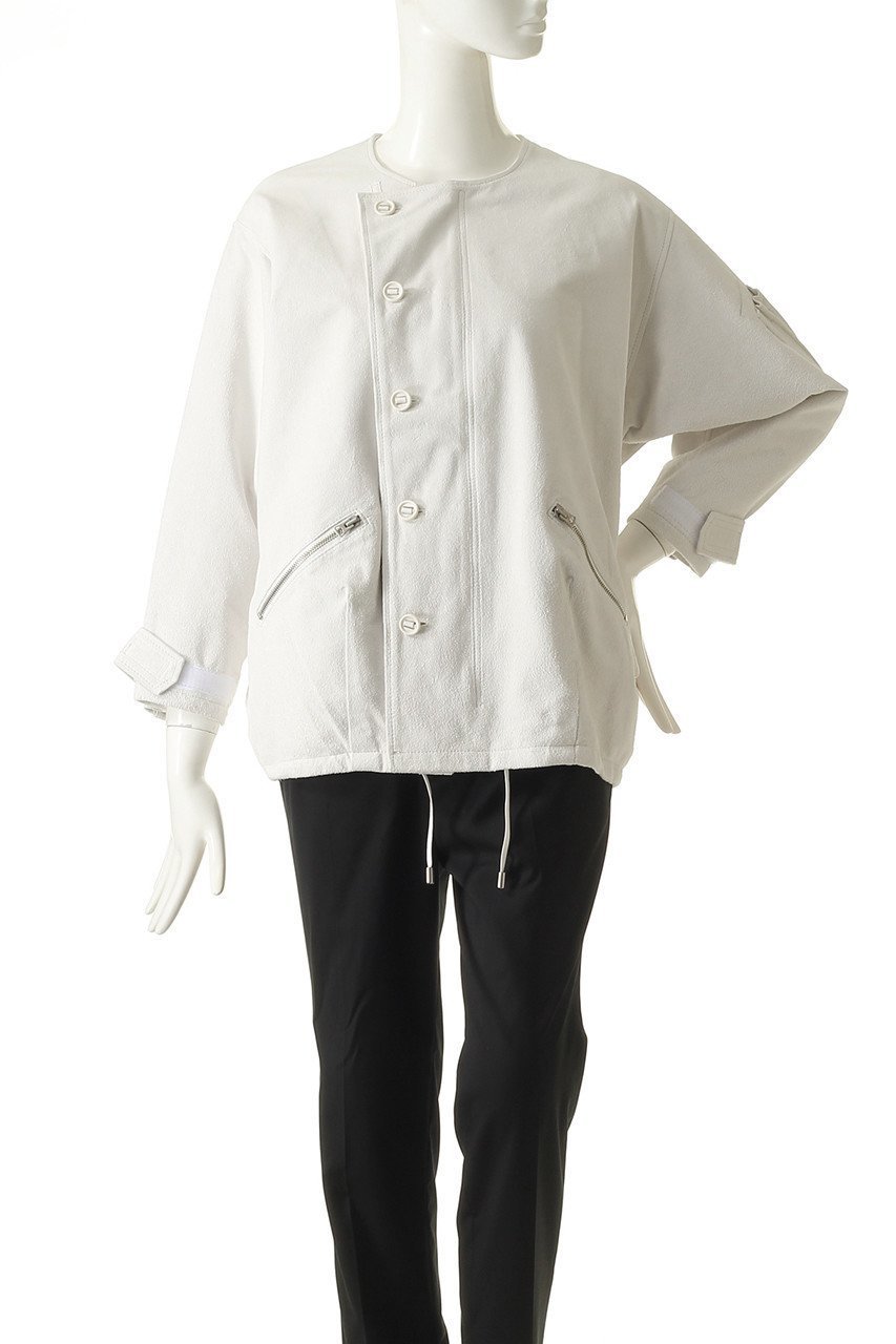 【シシ/sisii】のノーカラーラフレザーブルゾン 人気、トレンドファッション・服の通販 founy(ファニー) 　ファッション　Fashion　レディースファッション　Fashion for Women　アウター　Coat / Outerwear Collection　レディースジャケット・軽アウター　Jackets　ブルゾンジャケット・スポーティアウター　Blouson Jackets　ウォッシャブル　Machine Washable　ジャケット　Jacket, Outerwear　ブルゾン　Blouson, Bomber Jacket　洗える　Machine Washable　other-2|ID: prp329100000018507 ipo3291000000032912601