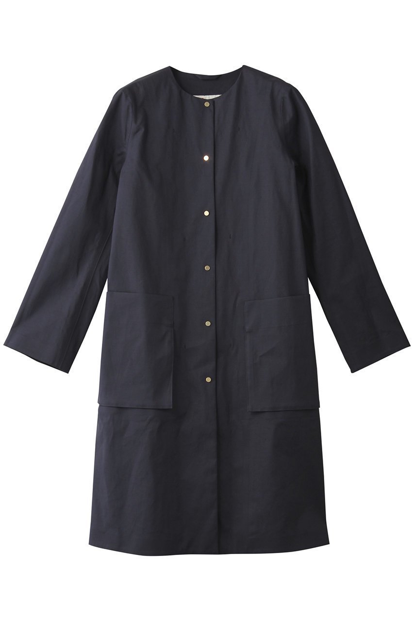 【エリオポール/heliopole】の【Traditional Weatherwear】ARKLEY LONG ノーカラーコート インテリア・キッズ・メンズ・レディースファッション・服の通販 founy(ファニー) 　ファッション　Fashion　レディースファッション　Fashion for Women　アウター　Coat / Outerwear Collection　コート・ロングコート・ピーコート　Long Coats, Peacoats & More　バランス　Balance, Style Balance　ポケット　Pocket, Pocket Detail　ロング　Long, Long-Length　エレガント 上品　Elegant　ネイビー|ID: prp329100000019066 ipo3291000000035824371