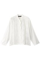 【ミズイロ インド/mizuiro ind】のスタンドカラーレースワイドシャツ 人気、トレンドファッション・服の通販 founy(ファニー) ファッション Fashion レディースファッション Fashion for Women トップス・カットソー Cut & Sew Tops シャツ・ブラウス・オフィスカジュアル Elegant Blouses & Button-Ups シアー Sheer, See-Through スカラップ Scallop, Scalloped Edge スタンド Stand Collar, Upright Stand スリーブ Sleeve, Long Sleeve / Short Sleeve フラワー Flower, Floral フロント Front, Front Design ロング Long, Long-Length thumbnail オフホワイト|ID: prp329100000019854 ipo3291000000036723994