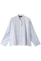 【ミズイロ インド/mizuiro ind】のスタンドカラーレースワイドシャツ 人気、トレンドファッション・服の通販 founy(ファニー) ファッション Fashion レディースファッション Fashion for Women トップス・カットソー Cut & Sew Tops シャツ・ブラウス・オフィスカジュアル Elegant Blouses & Button-Ups シアー Sheer, See-Through スカラップ Scallop, Scalloped Edge スタンド Stand Collar, Upright Stand スリーブ Sleeve, Long Sleeve / Short Sleeve フラワー Flower, Floral フロント Front, Front Design ロング Long, Long-Length thumbnail ライトブルー|ID: prp329100000019854 ipo3291000000036723995