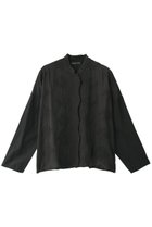 【ミズイロ インド/mizuiro ind】のスタンドカラーレースワイドシャツ 人気、トレンドファッション・服の通販 founy(ファニー) ファッション Fashion レディースファッション Fashion for Women トップス・カットソー Cut & Sew Tops シャツ・ブラウス・オフィスカジュアル Elegant Blouses & Button-Ups シアー Sheer, See-Through スカラップ Scallop, Scalloped Edge スタンド Stand Collar, Upright Stand スリーブ Sleeve, Long Sleeve / Short Sleeve フラワー Flower, Floral フロント Front, Front Design ロング Long, Long-Length thumbnail ブラック|ID: prp329100000019854 ipo3291000000036723996