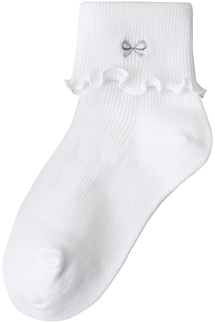 【ポプキンズ/POMPKINS / KIDS】の【KIDS】リボン刺繍ソックス ネイビー LL(23-25㎝) インテリア・キッズ・メンズ・レディースファッション・服の通販 founy(ファニー) 　ファッション　Fashion　キッズファッション　Fashion for Kids　シューズ　Shoes, Footwear　シンプル　Simple, Minimal　ソックス　Socks, Hosiery　ベーシック　Basic, Essential　リボン　Ribbon, Bow　ホワイト|ID: prp329100000033015 ipo3291000000036247078