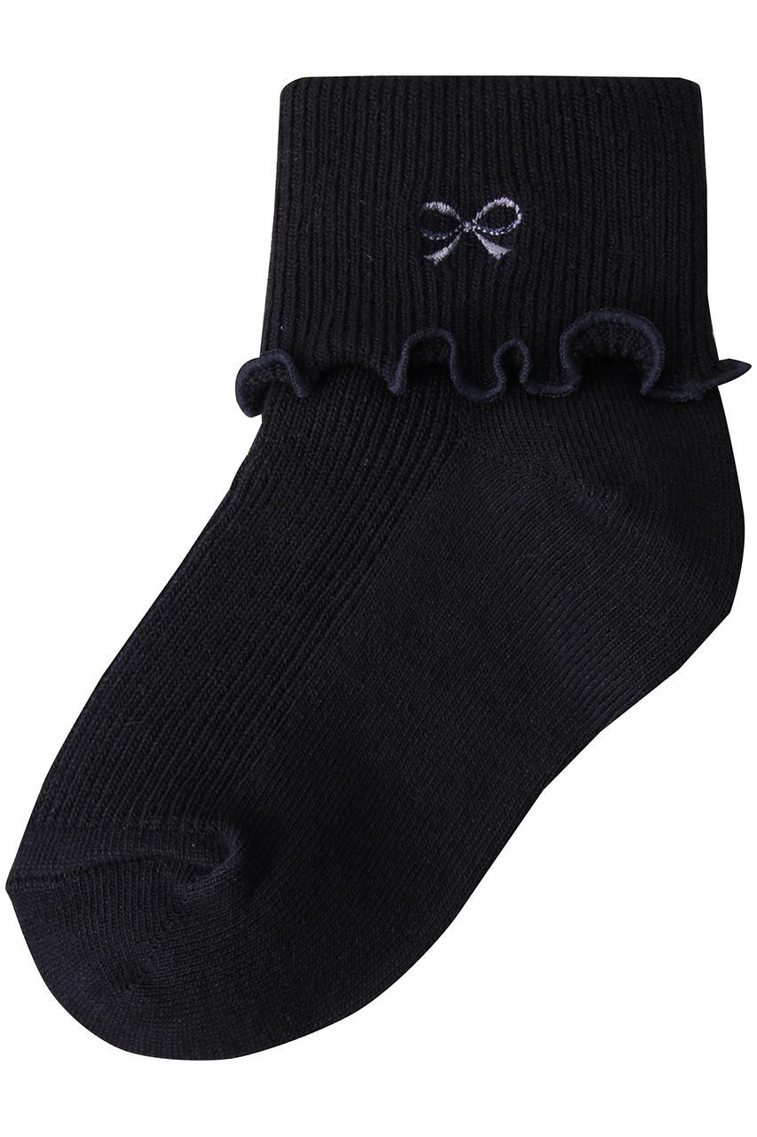 【ポプキンズ/POMPKINS / KIDS】の【KIDS】リボン刺繍ソックス ネイビー LL(23-25㎝) インテリア・キッズ・メンズ・レディースファッション・服の通販 founy(ファニー) 　ファッション　Fashion　キッズファッション　Fashion for Kids　シューズ　Shoes, Footwear　シンプル　Simple, Minimal　ソックス　Socks, Hosiery　ベーシック　Basic, Essential　リボン　Ribbon, Bow　ネイビー|ID: prp329100000033015 ipo3291000000036247080