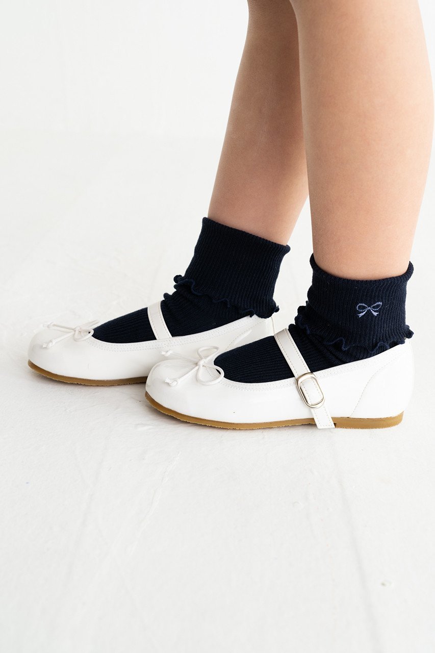 【ポプキンズ/POMPKINS / KIDS】の【KIDS】リボン刺繍ソックス ネイビー LL(23-25㎝) 人気、トレンドファッション・服の通販 founy(ファニー) 　ファッション　Fashion　キッズファッション　Fashion for Kids　シューズ　Shoes, Footwear　シンプル　Simple, Minimal　ソックス　Socks, Hosiery　ベーシック　Basic, Essential　リボン　Ribbon, Bow　other-6|ID: prp329100000033015 ipo3291000000036247089