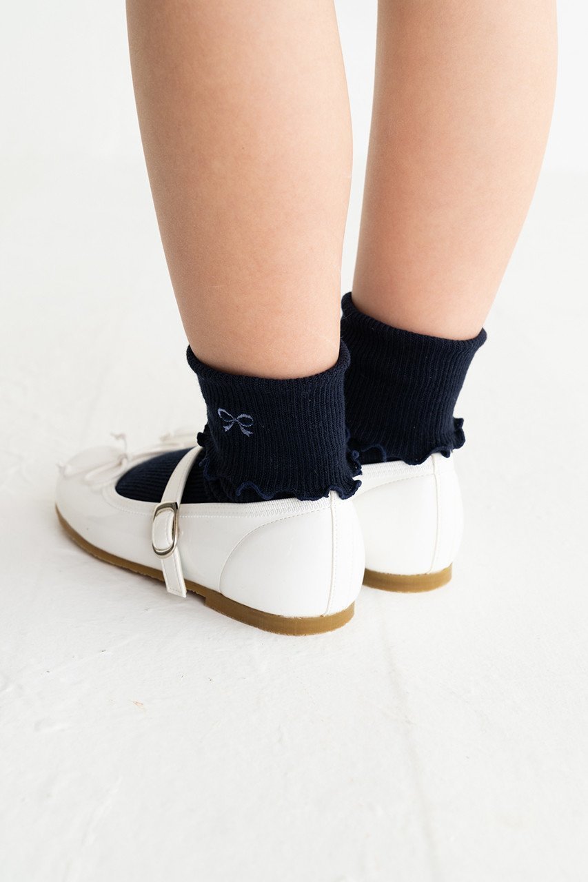 【ポプキンズ/POMPKINS / KIDS】の【KIDS】リボン刺繍ソックス ネイビー LL(23-25㎝) 人気、トレンドファッション・服の通販 founy(ファニー) 　ファッション　Fashion　キッズファッション　Fashion for Kids　シューズ　Shoes, Footwear　シンプル　Simple, Minimal　ソックス　Socks, Hosiery　ベーシック　Basic, Essential　リボン　Ribbon, Bow　other-7|ID: prp329100000033015 ipo3291000000036247091