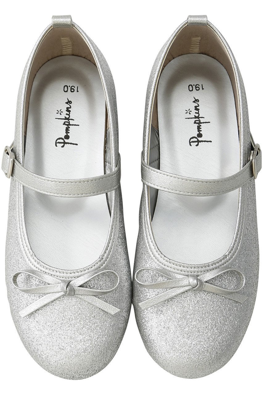 【ポプキンズ/POMPKINS / KIDS】の【KIDS】グリッターバレエシューズ インテリア・キッズ・メンズ・レディースファッション・服の通販 founy(ファニー) 　ファッション　Fashion　キッズファッション　Fashion for Kids　シューズ　Shoes, Footwear　バレエ　Ballet, Ballet Style　リボン　Ribbon, Bow　定番　Standard, Basic Item　結婚式　Wedding　シルバー|ID: prp329100000033751 ipo3291000000036190958