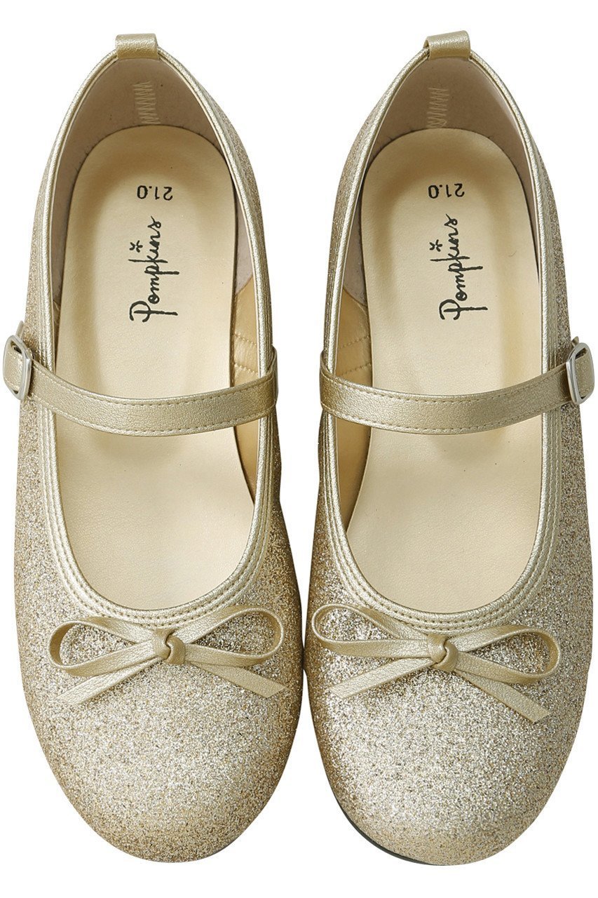【ポプキンズ/POMPKINS / KIDS】の【KIDS】グリッターバレエシューズ インテリア・キッズ・メンズ・レディースファッション・服の通販 founy(ファニー) 　ファッション　Fashion　キッズファッション　Fashion for Kids　シューズ　Shoes, Footwear　バレエ　Ballet, Ballet Style　リボン　Ribbon, Bow　定番　Standard, Basic Item　結婚式　Wedding　ゴールド|ID: prp329100000033751 ipo3291000000036190959