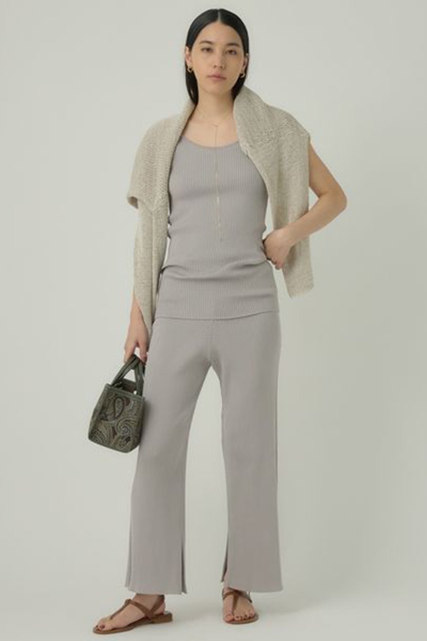 【カオス/Chaos】の16Gインプレリブパンツ インテリア・キッズ・メンズ・レディースファッション・服の通販 founy(ファニー) 　ファッション　Fashion　レディースファッション　Fashion for Women　パンツ　Pants & Trousers　ジャケット　Jacket, Outerwear　ストレッチ　Stretch, Stretchy Fabric　スリット　Slit, Slit Detail　セットアップ　Set-Up, Coordinated Outfit　タンク　Tank Top, Sleeveless Top　ライトグレー|ID: prp329100000036451 ipo3291000000035279233