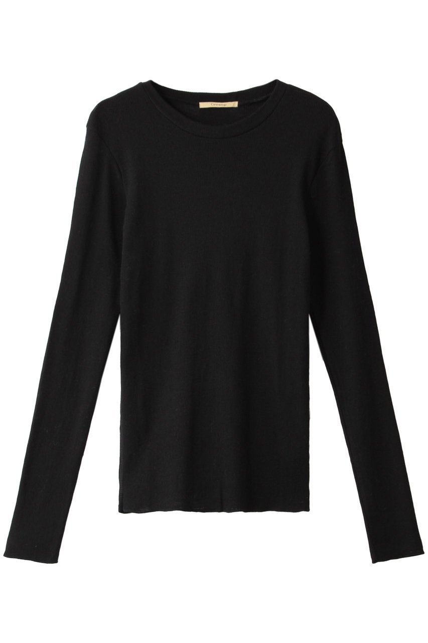 【カレンソロジー/Curensology】のウールテレコクルーネックプルオーバー インテリア・キッズ・メンズ・レディースファッション・服の通販 founy(ファニー) 　ファッション　Fashion　レディースファッション　Fashion for Women　トップス・カットソー　Cut & Sew Tops　ニット　Knit Tops & Sweaters　カジュアルプルオーバー・ニットトップス　Pullovers & Knit Tops / Casual Pullovers　インナー　Innerwear　コンパクト　Compact, Small Size　シンプル　Simple, Minimal　テレコ　Ribbed, Rib Stitch　ブラック|ID: prp329100000037466 ipo3291000000032963240