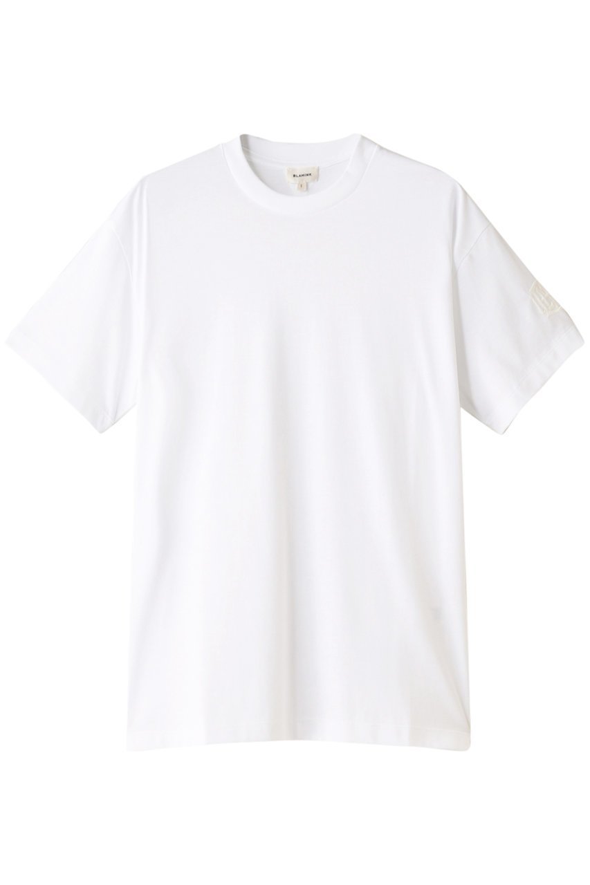 【ブラミンク/BLAMINK】の【BLMK】コットンクルーネック 刺繍 ショートスリーブTシャツ 人気、トレンドファッション・服の通販 founy(ファニー) 　ファッション　Fashion　レディースファッション　Fashion for Women　トップス・カットソー　Cut & Sew Tops　シャツ・ブラウス・オフィスカジュアル　Elegant Blouses & Button-Ups　ロングTシャツ・Tシャツ　Longline T-Shirts & Tees　カットソー・ベーシックTシャツ　Cut-and-Sewn Tops / Stretch Tees & Basics　おすすめ　Recommended / Our Picks　ショート　Short, Short Length　シルク　Silk, 100% Silk　シンプル　Simple, Minimal　スリーブ　Sleeve, Long Sleeve / Short Sleeve　定番　Standard, Basic Item　 other-1|ID: prp329100000047530 ipo3291000000032866062