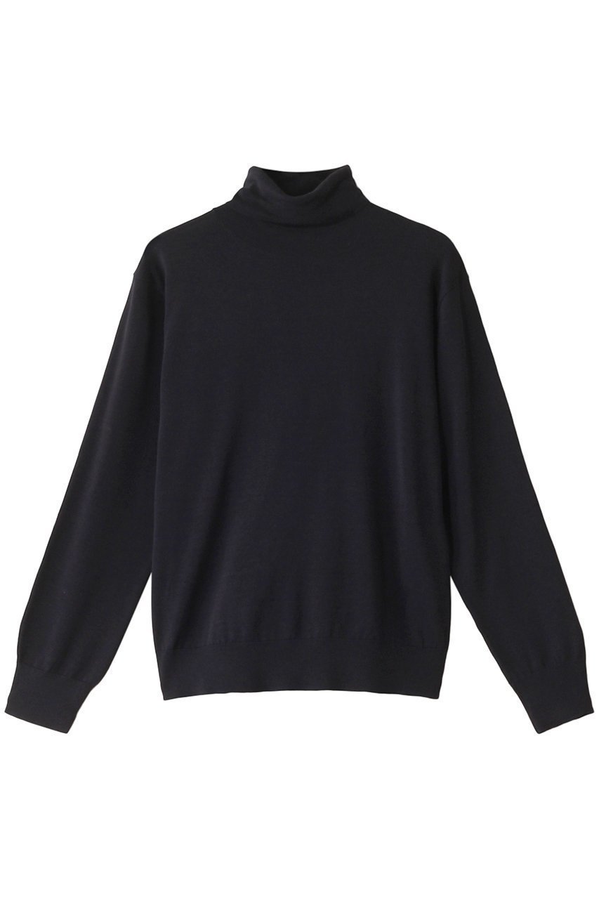 【エブール/ebure】のライトシルクコットン ハイネックニットプルオーバー インテリア・キッズ・メンズ・レディースファッション・服の通販 founy(ファニー) ファッション Fashion レディースファッション Fashion for Women トップス・カットソー Cut & Sew Tops ニット Knit Tops & Sweaters カジュアルプルオーバー・ニットトップス Pullovers & Knit Tops / Casual Pullovers シルク Silk, 100% Silk タートル Turtleneck, Turtle Collar パターン Pattern, Design Print エレガント 上品 Elegant 定番 Standard, Basic Item ダークネイビー|ID: prp329100000908897 ipo3291000000032963701