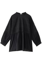 【プレインピープル/PLAIN PEOPLE】のコットンレース切替ギャザープルオーバーブラウス ブラック|ID: prp329100001040756 ipo3291000000036587415