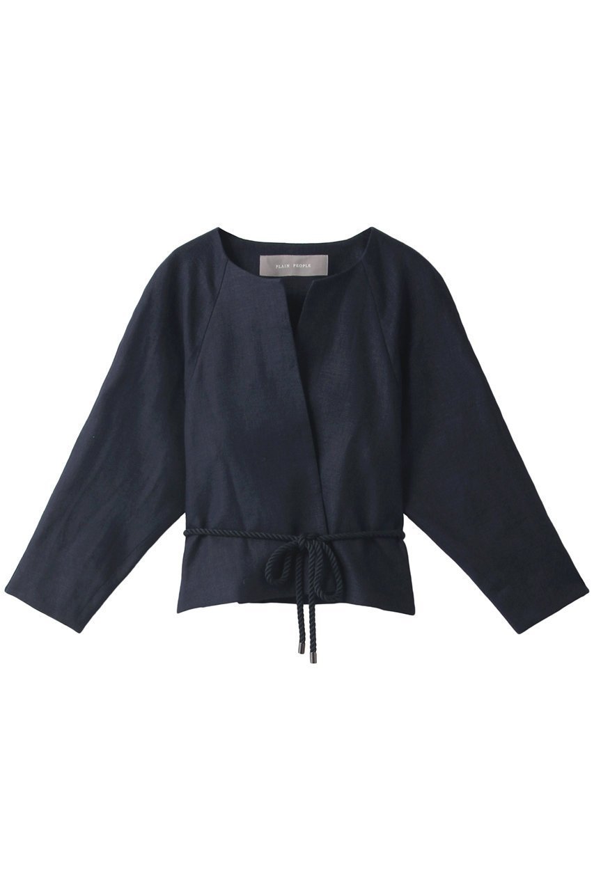 【プレインピープル/PLAIN PEOPLE】のベビーリネンノーカラージャケット インテリア・キッズ・メンズ・レディースファッション・服の通販 founy(ファニー) 　ファッション　Fashion　レディースファッション　Fashion for Women　アウター　Coat / Outerwear Collection　レディースジャケット・軽アウター　Jackets　ノーカラージャケット / シンプル上品コーデ　Collarless Jackets　ジャケット　Jacket, Outerwear　リネン　Linen, Linen Fabric　エレガント 上品　Elegant　ネイビー|ID: prp329100001053648 ipo3291000000032916582