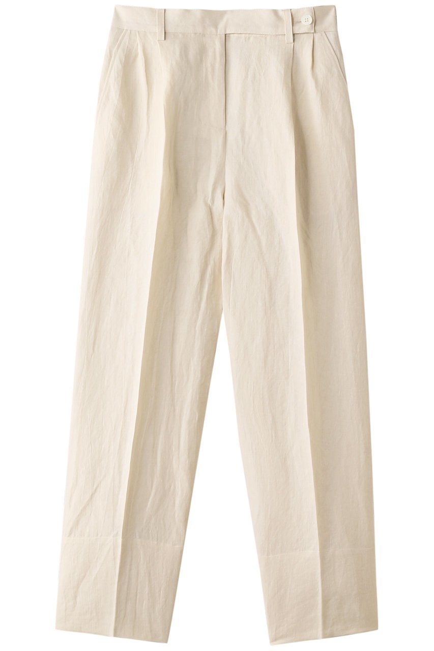 【プレインピープル/PLAIN PEOPLE】のコットンヘンプサテンタックテーパードパンツ インテリア・キッズ・メンズ・レディースファッション・服の通販 founy(ファニー) 　ファッション　Fashion　レディースファッション　Fashion for Women　パンツ　Pants & Trousers　センター　Center, Center Line　オフホワイト|ID: prp329100001054131 ipo3291000000035693801