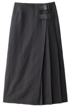 【プレインピープル/PLAIN PEOPLE】の高密度アイリッシュリネンプリーツ巻きスカート チャコールグレー|ID: prp329100001120382 ipo3291000000032945846