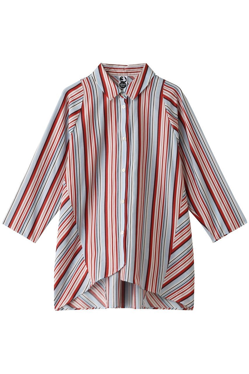 【プレインピープル/PLAIN PEOPLE】の【plainless】コットンドビーストライプシャツ 人気、トレンドファッション・服の通販 founy(ファニー) 　ファッション　Fashion　レディースファッション　Fashion for Women　トップス・カットソー　Cut & Sew Tops　シャツ・ブラウス・オフィスカジュアル　Elegant Blouses & Button-Ups　シンプル　Simple, Minimal　ストライプ　Stripe, Striped Pattern　スリーブ　Sleeve, Long Sleeve / Short Sleeve　ロング　Long, Long-Length　エレガント 上品　Elegant　 other-1|ID: prp329100001124606 ipo3291000000036403059