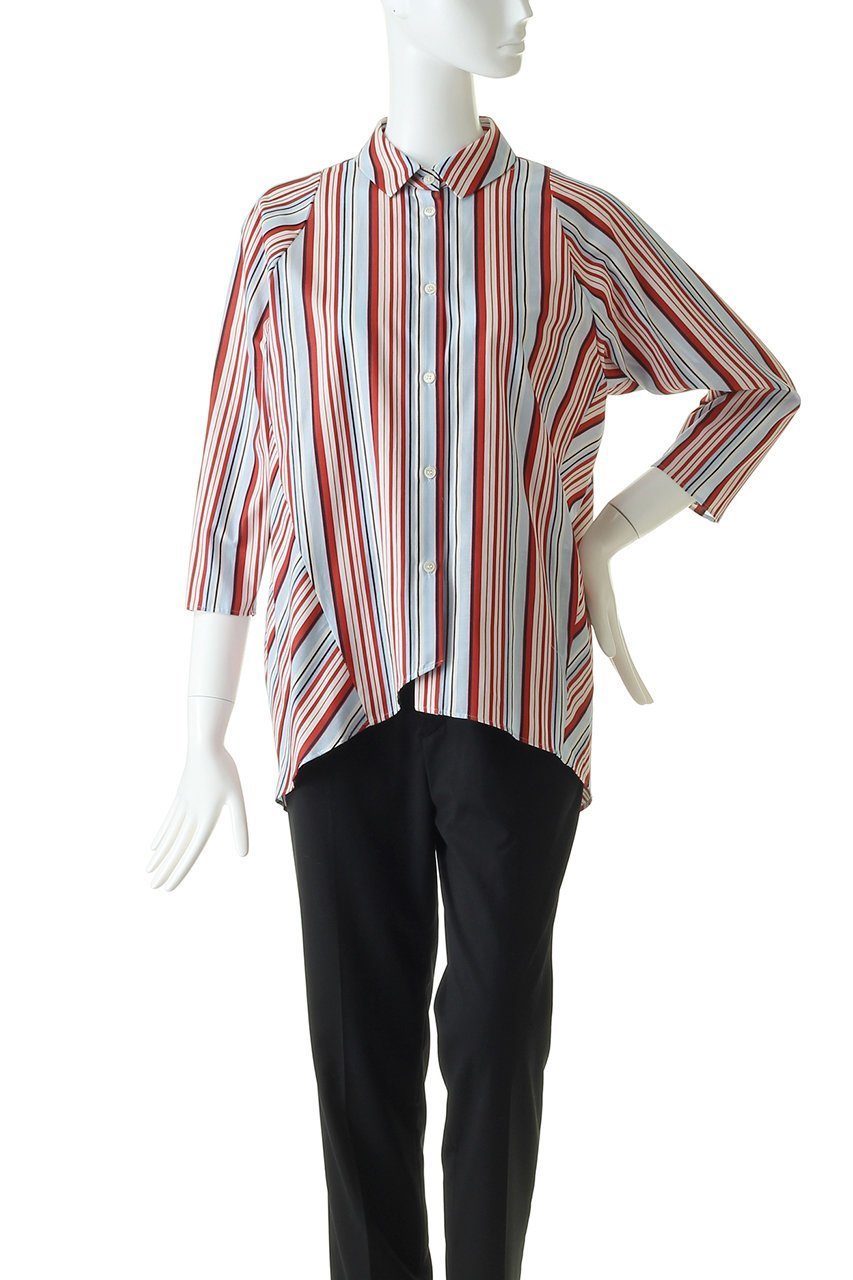 【プレインピープル/PLAIN PEOPLE】の【plainless】コットンドビーストライプシャツ 人気、トレンドファッション・服の通販 founy(ファニー) 　ファッション　Fashion　レディースファッション　Fashion for Women　トップス・カットソー　Cut & Sew Tops　シャツ・ブラウス・オフィスカジュアル　Elegant Blouses & Button-Ups　シンプル　Simple, Minimal　ストライプ　Stripe, Striped Pattern　スリーブ　Sleeve, Long Sleeve / Short Sleeve　ロング　Long, Long-Length　エレガント 上品　Elegant　other-2|ID: prp329100001124606 ipo3291000000036403061