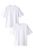 【スリー ドッツ/three dots】の【UNISEX】2pack tee crew tee/mock neck tee 2枚組パックTシャツ ホワイト|ID: prp329100001542664 ipo3291000000032929510