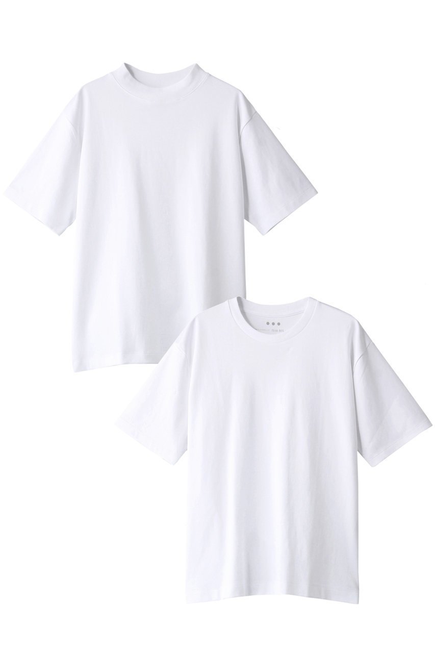 【スリー ドッツ/three dots】の【UNISEX】2pack tee crew tee/mock neck tee 2枚組パックTシャツ インテリア・キッズ・メンズ・レディースファッション・服の通販 founy(ファニー) 　ファッション　Fashion　レディースファッション　Fashion for Women　トップス・カットソー　Cut & Sew Tops　シャツ・ブラウス・オフィスカジュアル　Elegant Blouses & Button-Ups　ロングTシャツ・Tシャツ　Longline T-Shirts & Tees　カットソー・ベーシックTシャツ　Cut-and-Sewn Tops / Stretch Tees & Basics　ユニセックス　Unisex, Genderless　ショート　Short, Short Length　シンプル　Simple, Minimal　スリーブ　Sleeve, Long Sleeve / Short Sleeve　ベーシック　Basic, Essential　モックネック　Mock Neck, Short Turtleneck　ホワイト|ID: prp329100001542664 ipo3291000000032929510