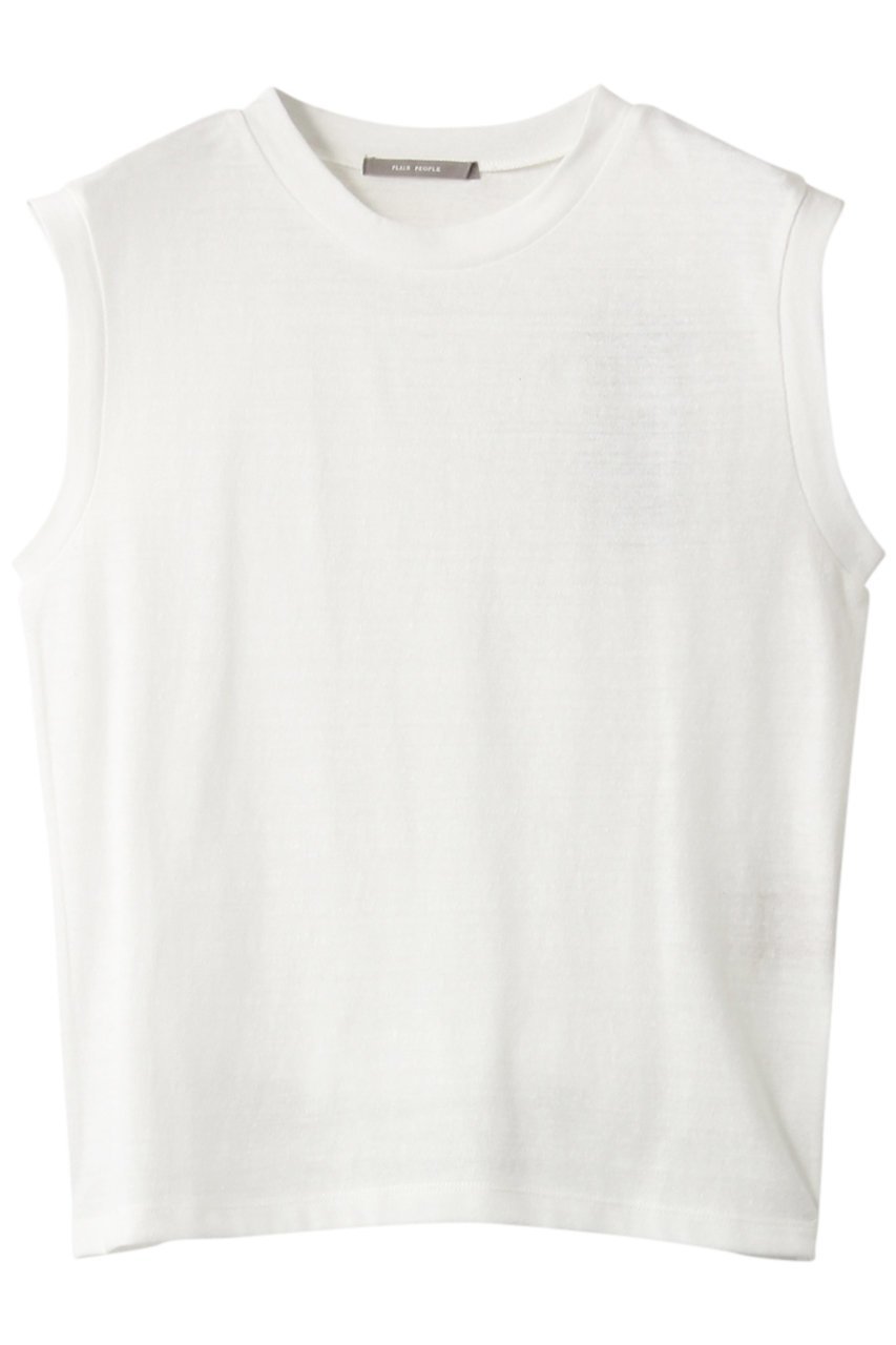 【プレインピープル/PLAIN PEOPLE】のムラ糸アーサ天竺ノースリーブTシャツ インテリア・キッズ・メンズ・レディースファッション・服の通販 founy(ファニー) 　ファッション　Fashion　レディースファッション　Fashion for Women　トップス・カットソー　Cut & Sew Tops　キャミソール&ノースリーブ　Camisoles & Sleeveless Tops　シャツ・ブラウス・オフィスカジュアル　Elegant Blouses & Button-Ups　ロングTシャツ・Tシャツ　Longline T-Shirts & Tees　カットソー・ベーシックTシャツ　Cut-and-Sewn Tops / Stretch Tees & Basics　キャミソール　Camisole, Spaghetti Strap Top　タンク　Tank Top, Sleeveless Top　ノースリーブ　Sleeveless, No-Sleeve　フェミニン　Feminine, Girly　ボトム　Bottoms, Lower Wear　ホワイト|ID: prp329100001790804 ipo3291000000035508422