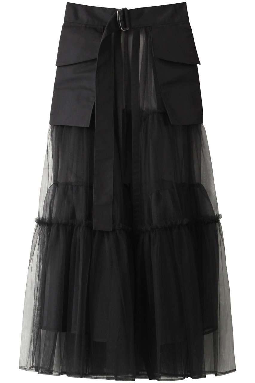 【メゾンスペシャル/MAISON SPECIAL】のチュールティアードベルトスカート インテリア・キッズ・メンズ・レディースファッション・服の通販 founy(ファニー) 　ファッション　Fashion　レディースファッション　Fashion for Women　スカート　Skirts　ベルト&ウエストマーク　Belts & Waist Accessories　アクセサリー　Fashion Accessories　オーガンジー　Organza Fabric　シアー　Sheer, See-Through　チュール　Tulip, Tulip Motif　フレア　Flare, Flared　ポケット　Pocket, Pocket Detail　マキシ　Maxi, Full Length　BLK(ブラック)|ID: prp329100001932375 ipo3291000000032898783