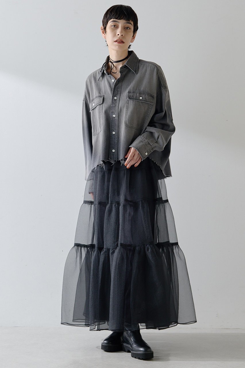 【ウィムガゼット/Whim Gazette】のデニムシャツ 人気、トレンドファッション・服の通販 founy(ファニー) 　ファッション　Fashion　レディースファッション　Fashion for Women　トップス・カットソー　Cut & Sew Tops　シャツ・ブラウス・オフィスカジュアル　Elegant Blouses & Button-Ups　おすすめ　Recommended / Our Picks　インナー　Innerwear　クロップド　Cropped, Short Length　コンパクト　Compact, Small Size　スリーブ　Sleeve, Long Sleeve / Short Sleeve　ツイル　Twist, Twisted Detail　デニム　Denim, Jeans Material　バランス　Balance, Style Balance　リアル　Real, Realistic　ロング　Long, Long-Length　other-2|ID: prp329100001963962 ipo3291000000033662609