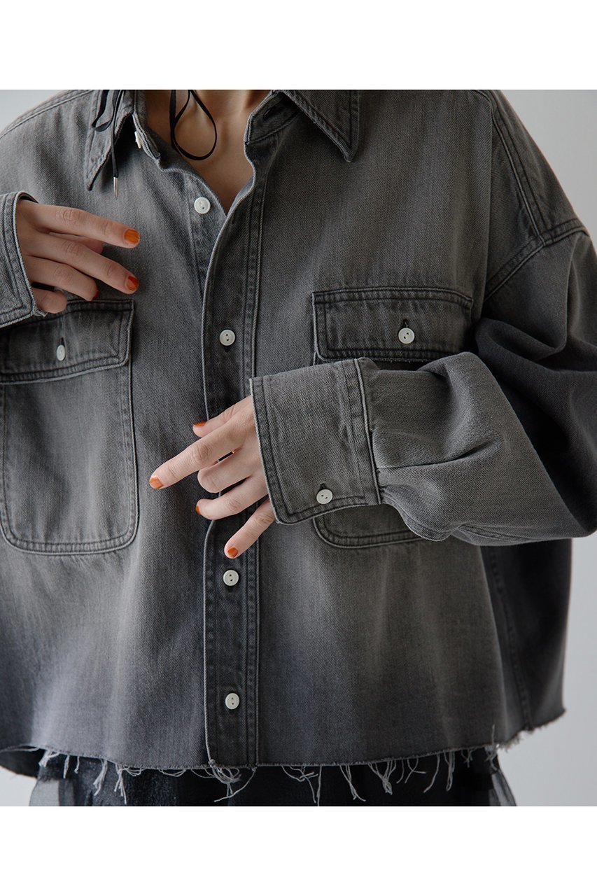 【ウィムガゼット/Whim Gazette】のデニムシャツ 人気、トレンドファッション・服の通販 founy(ファニー) 　ファッション　Fashion　レディースファッション　Fashion for Women　トップス・カットソー　Cut & Sew Tops　シャツ・ブラウス・オフィスカジュアル　Elegant Blouses & Button-Ups　おすすめ　Recommended / Our Picks　インナー　Innerwear　クロップド　Cropped, Short Length　コンパクト　Compact, Small Size　スリーブ　Sleeve, Long Sleeve / Short Sleeve　ツイル　Twist, Twisted Detail　デニム　Denim, Jeans Material　バランス　Balance, Style Balance　リアル　Real, Realistic　ロング　Long, Long-Length　other-6|ID: prp329100001963962 ipo3291000000033662621