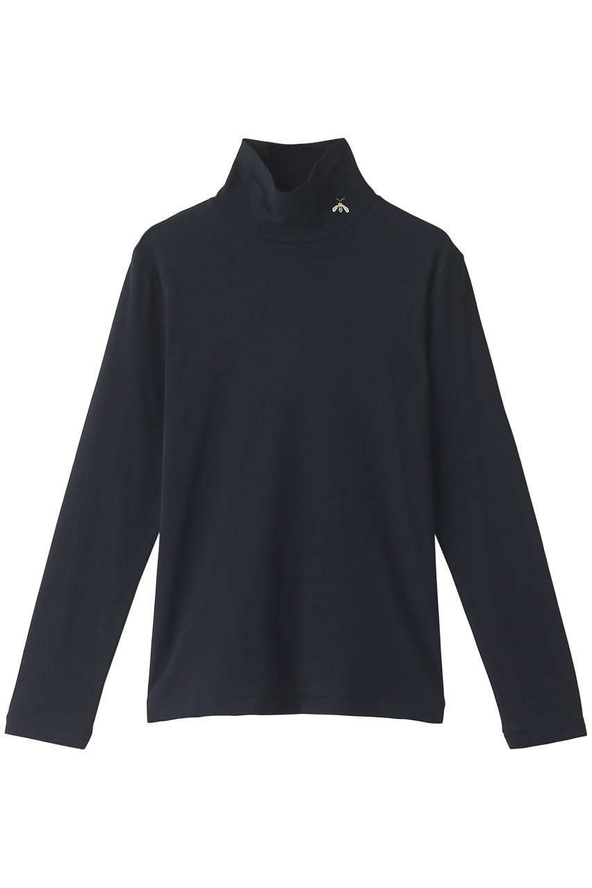 【アンティパスト/ANTIPAST】のコットンフライスハイネックTシャツ with BEE インテリア・キッズ・メンズ・レディースファッション・服の通販 founy(ファニー) ファッション Fashion レディースファッション Fashion for Women トップス・カットソー Cut & Sew Tops シャツ・ブラウス・オフィスカジュアル Elegant Blouses & Button-Ups ロングTシャツ・Tシャツ Longline T-Shirts & Tees カットソー・ベーシックTシャツ Cut-and-Sewn Tops / Stretch Tees & Basics インナー Innerwear シンプル Simple, Minimal スタイリッシュ Stylish, Fashionable スリーブ Sleeve, Long Sleeve / Short Sleeve ハイネック High Neck, Mock Neck ロング Long, Long-Length 定番 Standard, Basic Item ネイビー|ID: prp329100001973172 ipo3291000000032847583