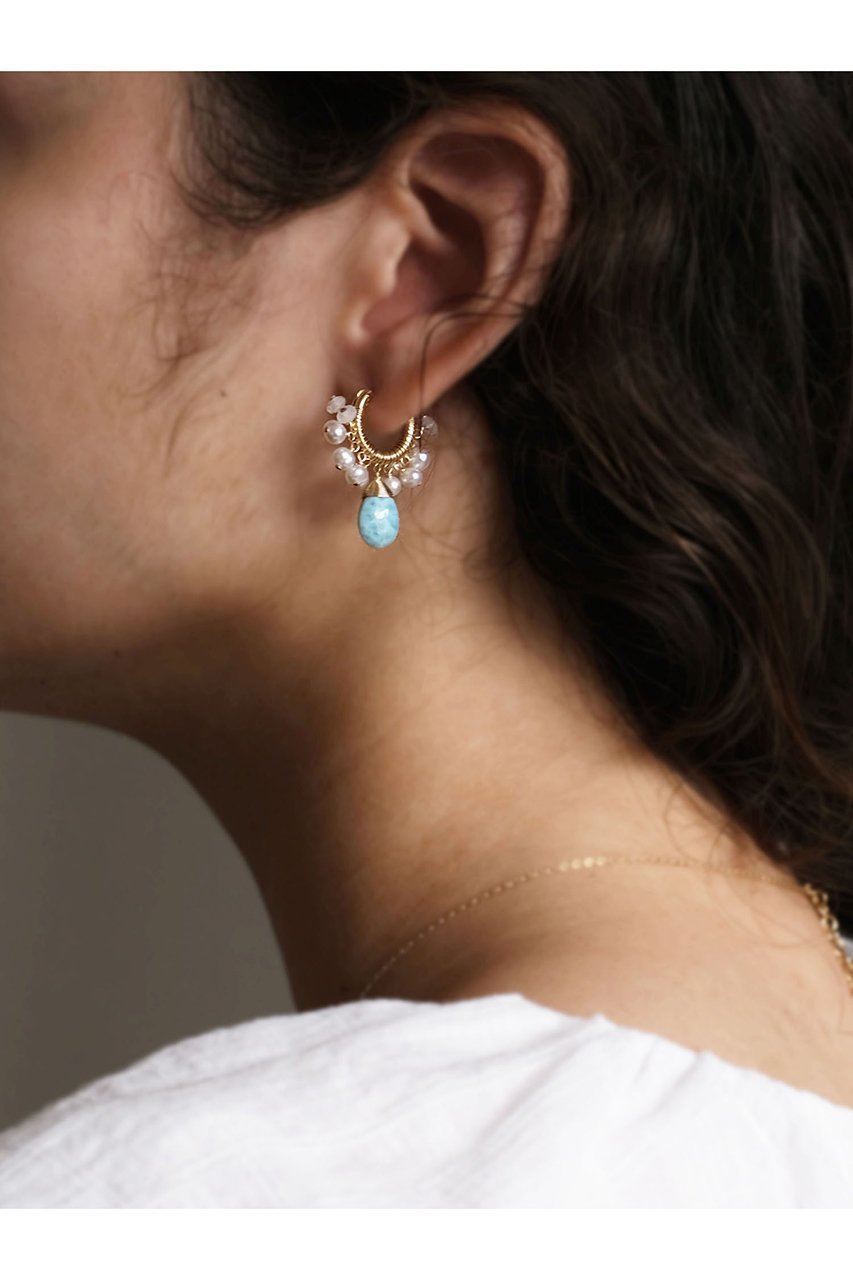 【ナチュラリジュエリ/NATURALI JEWELRY】のラリマードロップ巻フープピアス 人気、トレンドファッション・服の通販 founy(ファニー) 　ファッション　Fashion　レディースファッション　Fashion for Women　ジュエリー　Jewelry　ファッションリング　Fashion Rings　イヤリング・フープ・ドロップタイプ　Hoop, Drop & Clip Earrings　イヤリング　Earrings　パーティ　Party, Party Style　パール　Pearl, Pearl Accent　フープ　Hoop, Hoop Earrings　マーブル　Marble, Marble Pattern　other-2|ID: prp329100001980111 ipo3291000000035555801