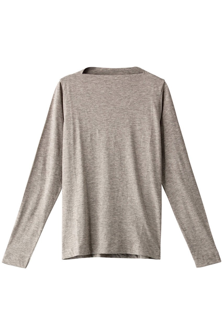 【プリスティン/PRISTINE】のヤクボートネック長袖Tシャツ インテリア・キッズ・メンズ・レディースファッション・服の通販 founy(ファニー) 　ファッション　Fashion　レディースファッション　WOMEN　トップス・カットソー　Tops/Tshirt　シャツ/ブラウス　Shirts/Blouses　ロング / Tシャツ　T-Shirts　シンプル　Simple　長袖　Long Sleeve　グレー|ID: prp329100002019788 ipo3291000000031974277