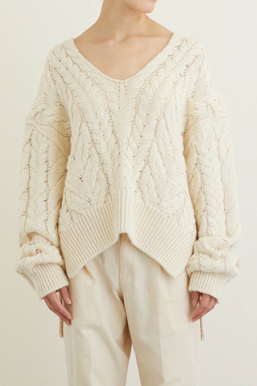 【プリスティン/PRISTINE】のウールコットンケーブル柄セーター 人気、トレンドファッション・服の通販 founy(ファニー) 　ファッション　Fashion　レディースファッション　Fashion for Women　トップス・カットソー　Cut & Sew Tops　ニット　Knit Tops & Sweaters　カジュアルプルオーバー・ニットトップス　Pullovers & Knit Tops / Casual Pullovers　おすすめ　Recommended / Our Picks　ショート　Short, Short Length　スリット　Slit, Slit Detail　セットアップ　Set-Up, Coordinated Outfit　セーター　Sweater, Knitwear　A/W・秋冬　Autumn/Winter　other-6|ID: prp329100002128278 ipo3291000000036688271