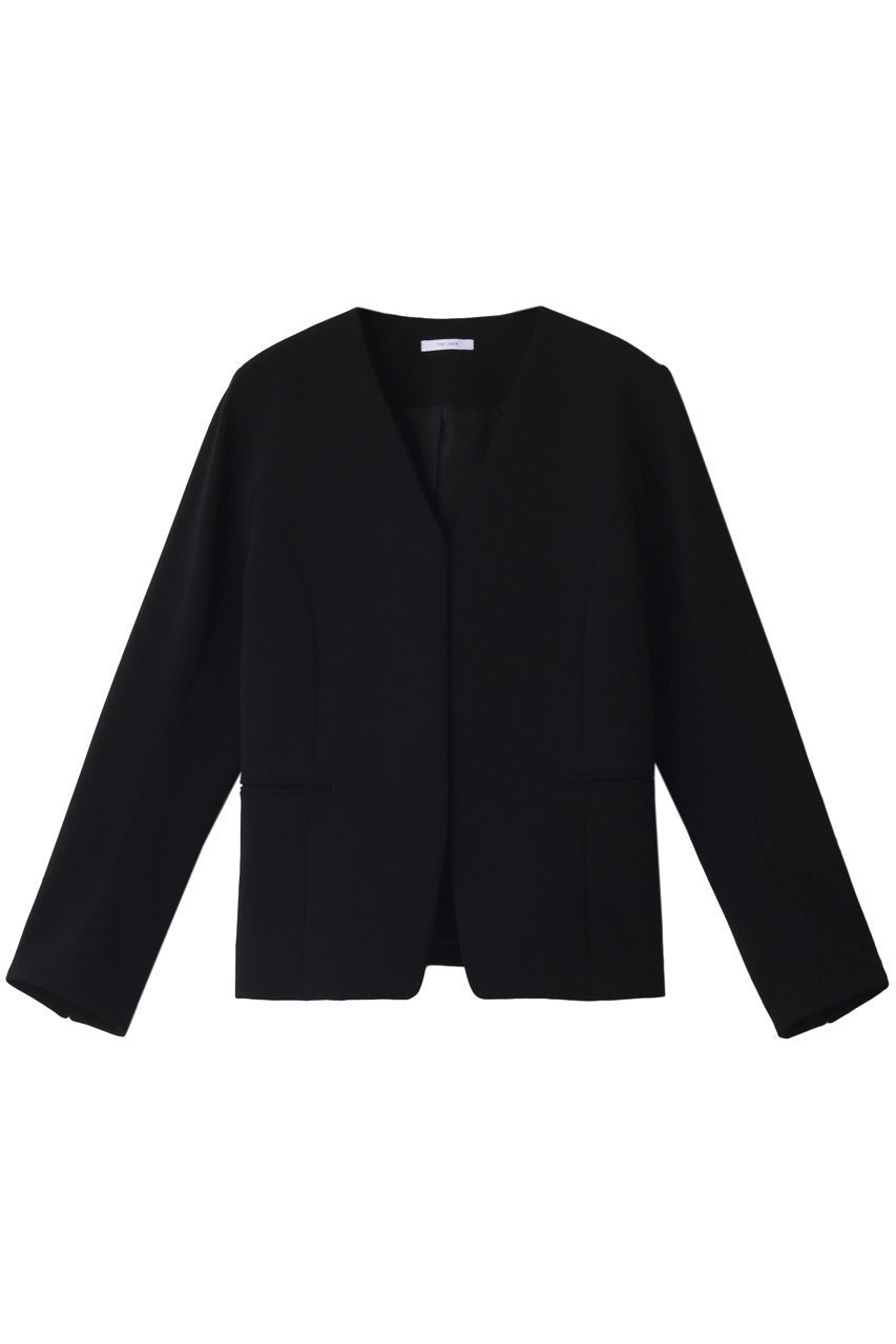 【ザ ライナー/THE LINER】のVネックジャケット インテリア・キッズ・メンズ・レディースファッション・服の通販 founy(ファニー) 　ファッション　Fashion　レディースファッション　Fashion for Women　アウター　Coat / Outerwear Collection　レディースジャケット・軽アウター　Jackets　おすすめ　Recommended / Our Picks　ジャケット　Jacket, Outerwear　パターン　Pattern, Design Print　ブラック|ID: prp329100002177350 ipo3291000000032957846