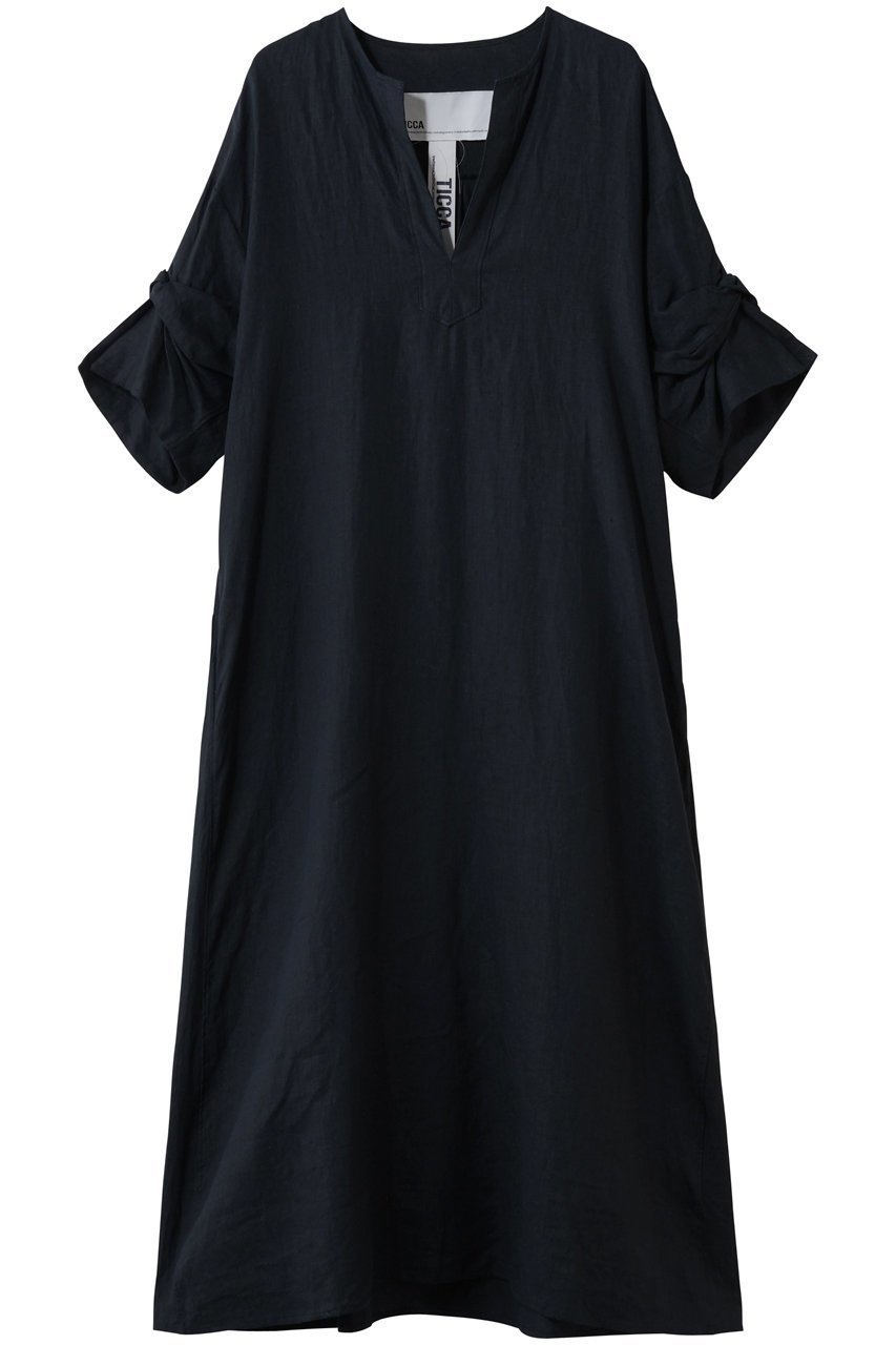 【ティッカ/TICCA】のリネンツイストスリーブワンピース インテリア・キッズ・メンズ・レディースファッション・服の通販 founy(ファニー) 　ファッション　Fashion　レディースファッション　Fashion for Women　ワンピース　Dresses　チュニック　Tunic Tops & Dresses　2026年　2026　クール　Cool, Chic　シンプル　Simple, Minimal　スリーブ　Sleeve, Long Sleeve / Short Sleeve　チュニック　Tunic, Long Top　ツイスト　Tweed, Tweed Fabric　リネン　Linen, Linen Fabric　ロング　Long, Long-Length　夏　Summer　春　Spring　S/S・春夏　SS, Spring/Summer, Warm Season　ネイビー|ID: prp329100002202977 ipo3291000000035705862