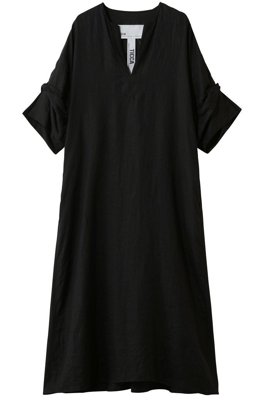 【ティッカ/TICCA】のリネンツイストスリーブワンピース インテリア・キッズ・メンズ・レディースファッション・服の通販 founy(ファニー) 　ファッション　Fashion　レディースファッション　Fashion for Women　ワンピース　Dresses　チュニック　Tunic Tops & Dresses　2026年　2026　クール　Cool, Chic　シンプル　Simple, Minimal　スリーブ　Sleeve, Long Sleeve / Short Sleeve　チュニック　Tunic, Long Top　ツイスト　Tweed, Tweed Fabric　リネン　Linen, Linen Fabric　ロング　Long, Long-Length　夏　Summer　春　Spring　S/S・春夏　SS, Spring/Summer, Warm Season　ブラック|ID: prp329100002202977 ipo3291000000035705863