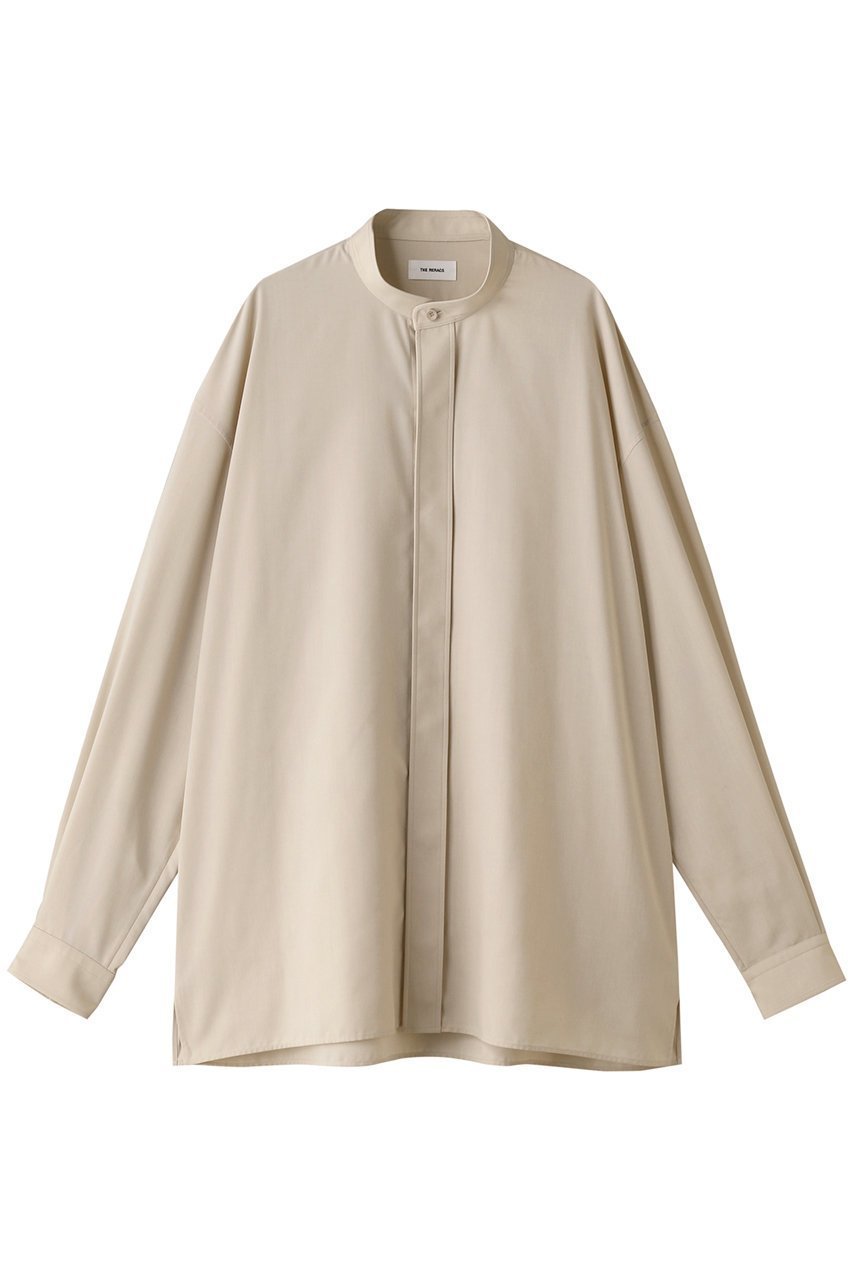 【ザ リラクス/THE RERACS】のバンドカラーシャツ インテリア・キッズ・メンズ・レディースファッション・服の通販 founy(ファニー) 　ファッション　Fashion　レディースファッション　Fashion for Women　トップス・カットソー　Cut & Sew Tops　シャツ・ブラウス・オフィスカジュアル　Elegant Blouses & Button-Ups　シンプル　Simple, Minimal　スリーブ　Sleeve, Long Sleeve / Short Sleeve　ベーシック　Basic, Essential　ロング　Long, Long-Length　エレガント 上品　Elegant　エクリュージュ|ID: prp329100002211120 ipo3291000000032917141