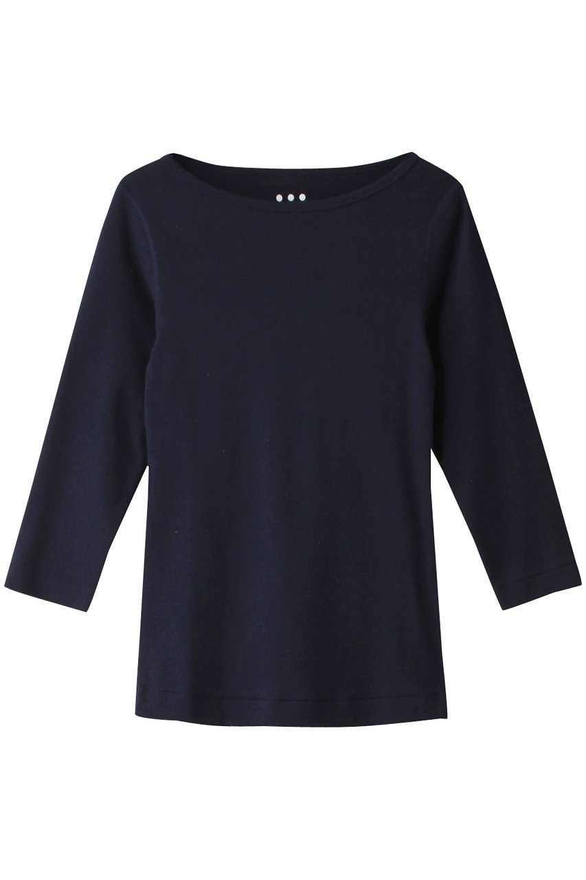 【スリー ドッツ/three dots】のOrganic CottonKnit 3/4british T インテリア・キッズ・メンズ・レディースファッション・服の通販 founy(ファニー) 　ファッション　Fashion　レディースファッション　WOMEN　トップス・カットソー　Tops/Tshirt　ニット　Knit Tops　プルオーバー　Pullover　シンプル　Simple　フィット　Fit　ネイビー|ID: prp329100002240764 ipo3291000000025504057