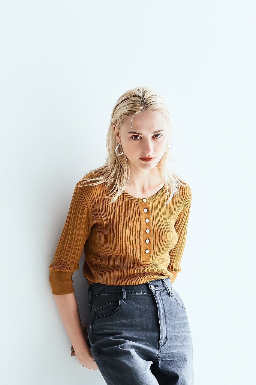 【ヤヌーク/YANUK】のヘンリーネック リブニット 人気、トレンドファッション・服の通販 founy(ファニー) ファッション Fashion レディースファッション Fashion for Women トップス・カットソー Cut & Sew Tops ニット Knit Tops & Sweaters カジュアルプルオーバー・ニットトップス Pullovers & Knit Tops / Casual Pullovers フロント Front, Front Design リブニット Rib Knit, Ribbed Knit other-6|ID: prp329100002261923 ipo3291000000036099129